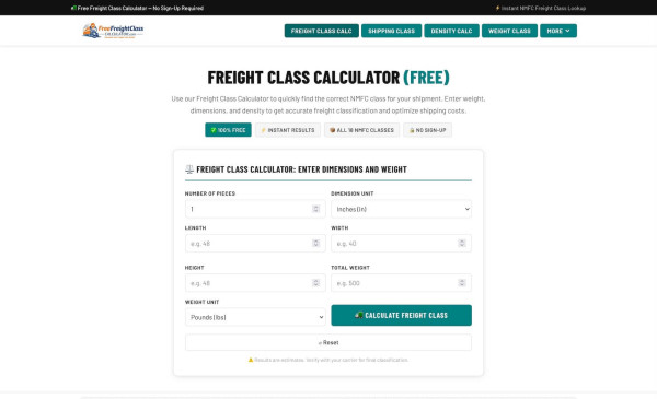 Freight Class Calculator