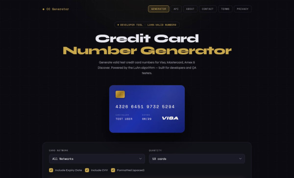 Credit Card Numbers Generator