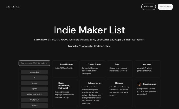 Indie Maker List
