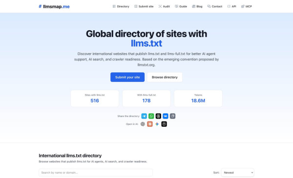 llmsmap AI Readiness Directory