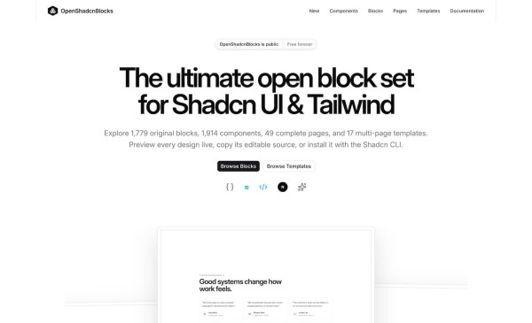 Open ShadcnBlocks