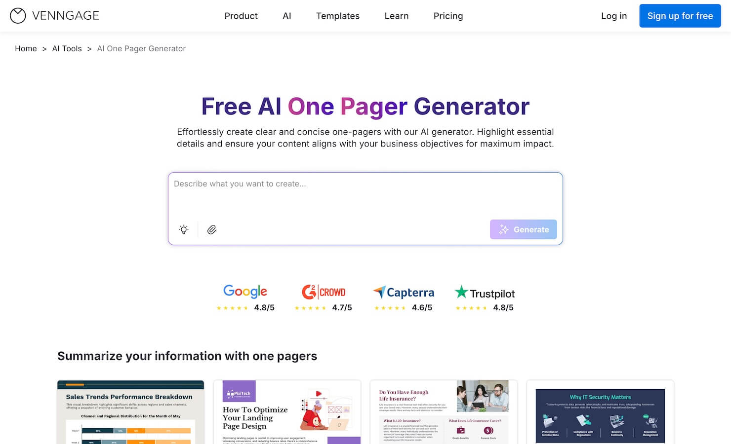 AI One Pager Generator