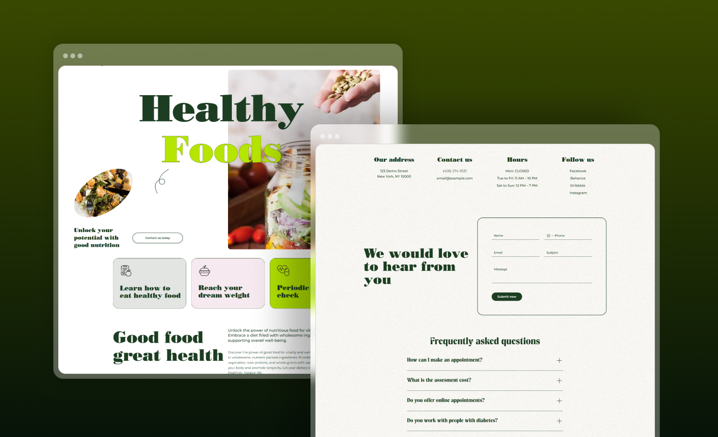 Dietary Wix Template