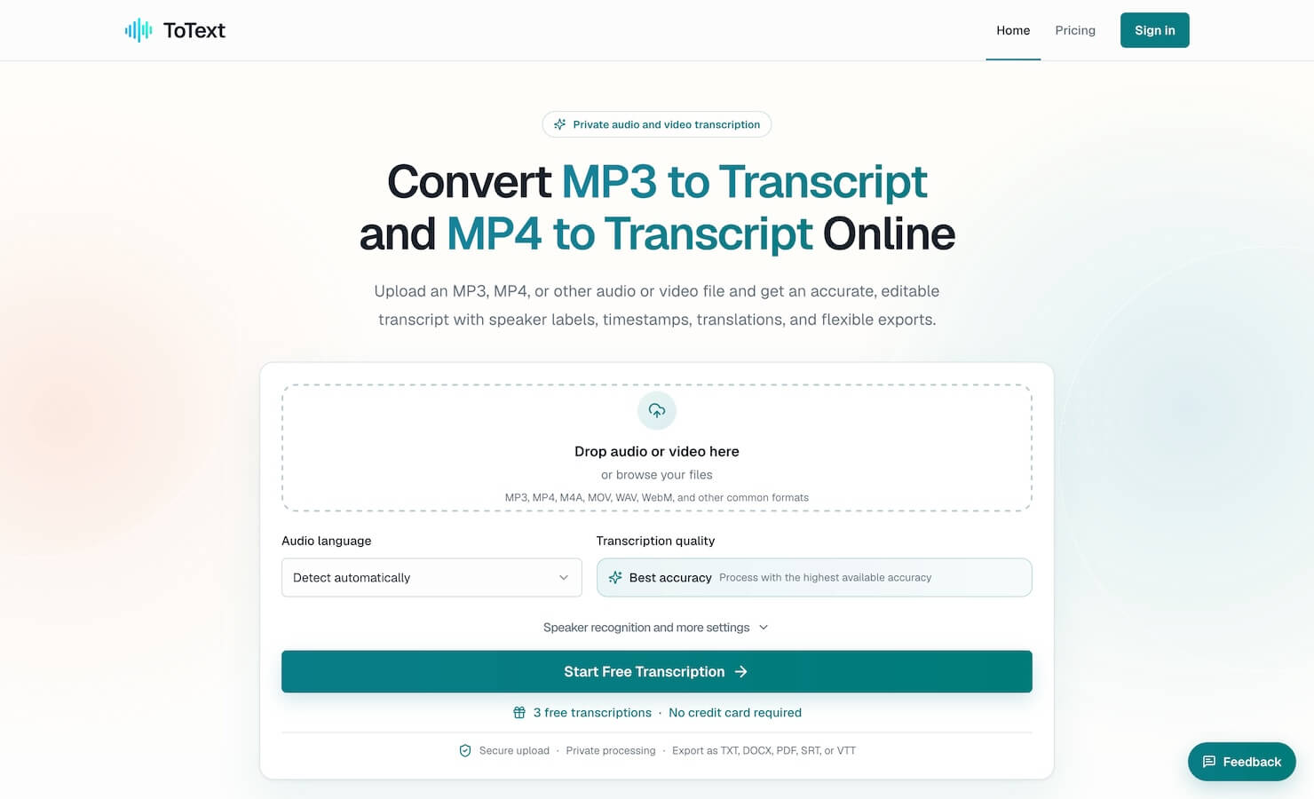 MP3 to Transcript