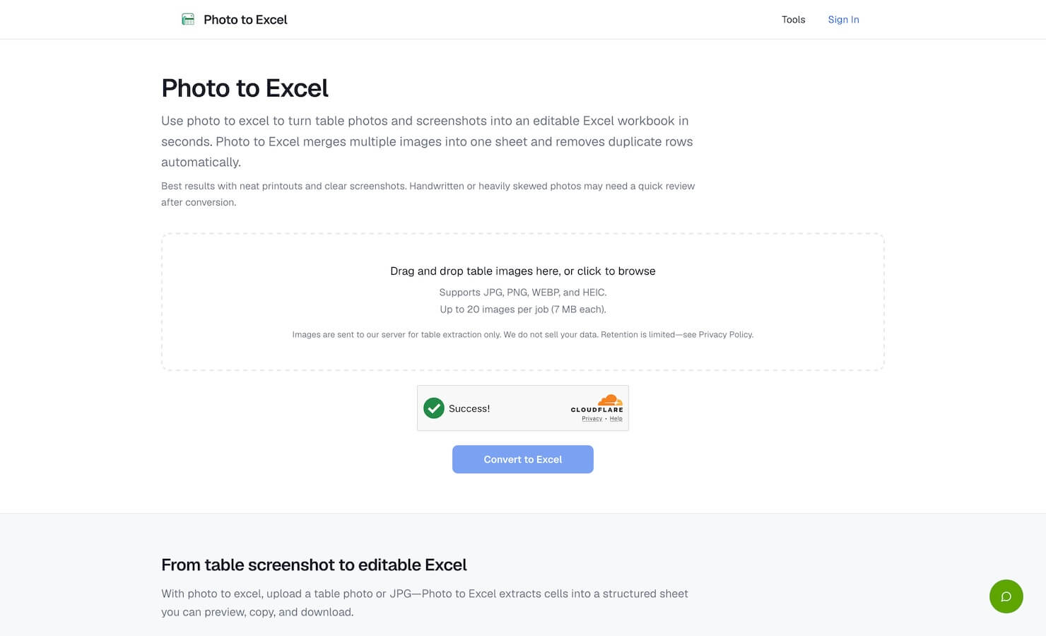 Photo to Excel