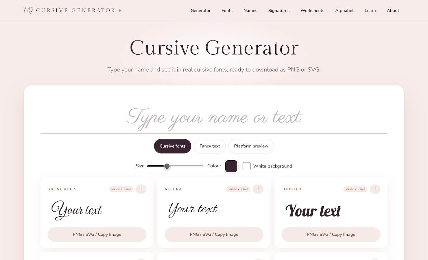 Cursive Generator